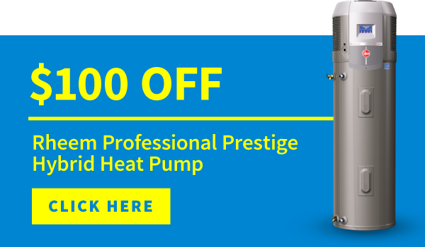 $100 off coupon for Rheem Hybrid Heat Pump